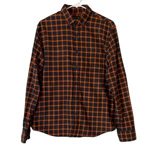 Banana Republic Untucked Slim Fit Orange and Navy Flannel Men’s Medium